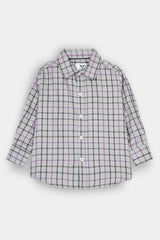 Kids Gray-Black-Purple Check Casual Shirt