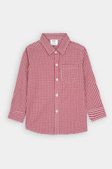 Kids Red-White Check Casual Shirt