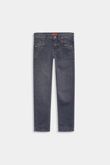 Boys Gray Slim Fit Pant