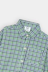 Kids Green-White-Blue Check Casual Shirt