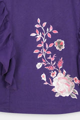 Girls Purple Flare Flower Tee