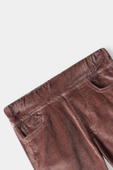 Girls Wide Leg Golden Brown Velvet Six Pocket Trouser