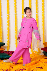 Girls Embroidered Cambric Cotton Suit | 3-Piece Eastern Wear with Dupatta | Winter Collection