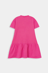 Girls Pink Unicorn Double Frill Long Tee