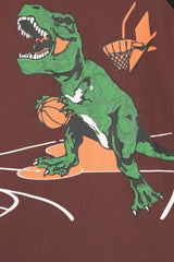 Boys Brown Dinosaur Puff Printed Tee