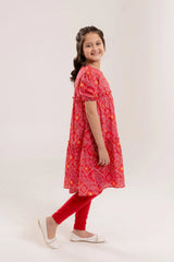 Lawn Red Digital Printed Top