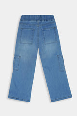 Girls  Light Blue Wide Leg 6 Pocket Carpenter Style With Bottom Loop