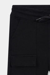 Boys Black Six Pocket Cargo Shorts(Knee Length)