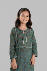 Green & White 2 Pcs Digital Print Lawn