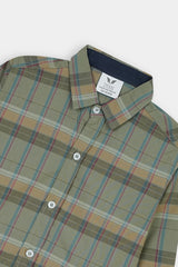 Kids  Green Brown Casual Shirt
