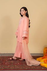 Girls Eastern Wear Cotton golden tilla work shirt with Farshi Trouser