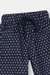 Girls Denim Blue Small Flower Jacquard   Trouser