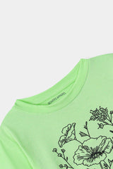 Girls Light Green Flower Tee