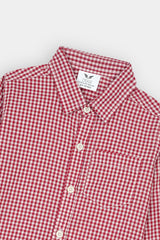 Kids Red-White Check Casual Shirt