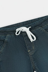 Boys Denim Greenish  Blue Cross Pocket  Long Shorts(3 Quarter)
