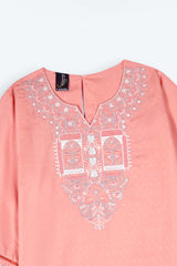 Girls Eastern Wear Cotton golden tilla work shirt with Farshi Trouser