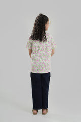 Girls White Swan Top