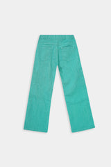 Girls Parrot Green  Wide Leg  Six Pocket Trousers