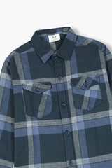 Kids Black Blue  Flannel Casual Shirt