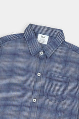 Kids  Blue Small Check Casual Shirt