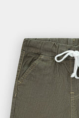 Boys Denim Olive Green Cross Pocket  Long Shorts(3 Quarter)