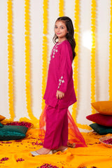 Girls Embroidered 3-Piece checked Suit – Winter Cotton