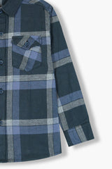 Kids Black Blue  Flannel Casual Shirt