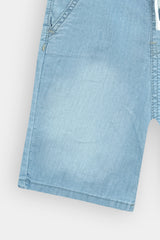 Boys Denim Light Blue Cross Pocket  Long Shorts(3 Quarter)
