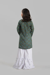 Green & White 2 Pcs Digital Print Lawn