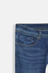 Men Straight Fit Mid Blue Pant
