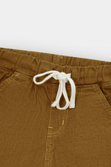 Boys Denim Brown Cross Pocket  Long Shorts(3 Quarter)