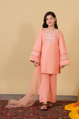 Girls Eastern Wear Cotton golden tilla work shirt with Farshi Trouser