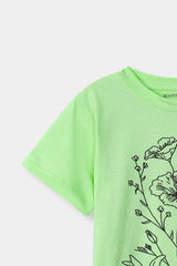 Girls Light Green Flower Tee