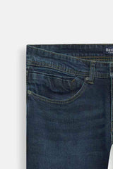 Men Straight Fit Dark Blue Pant