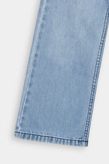 Girls Light Blue Wide Leg Blue Flower Embroidered Trouser.