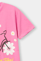 Girls 11-14 Years Pink Bicycle Tee