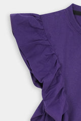 Girls Purple Flare Flower Tee