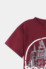 Girls 11-14 Years Maroon HOGWARTS Tee