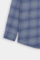 Kids  Blue Small Check Casual Shirt