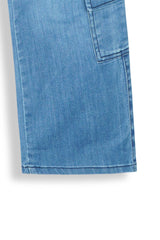 Girls Light Blue Wide Leg Eight Pocket Trouser