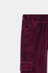 Girls Wide Leg Maroon Velvet Trouser