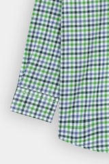 Kids Green-White-Blue Check Casual Shirt