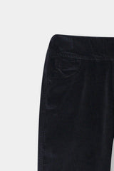 Girls Wide Leg Black Velvet Trouser