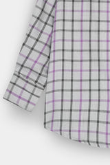 Kids Gray-Black-Purple Check Casual Shirt