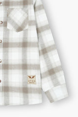 Kids White-Brown  Flannel Casual Shirt