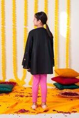 Black Khaddar Embroidered Festive Top | Girls Winter Ethnic Wear