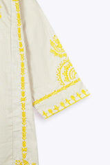 Girls Eastern Cotton Suit – Off-White with Yellow Embroidery