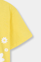 Girls 11-14 Years Yellow Flower Tee