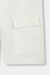 Boys White Six Pocket Cargo Shorts(Knee Length)