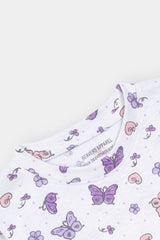 Girls White Butterfly Night Suit